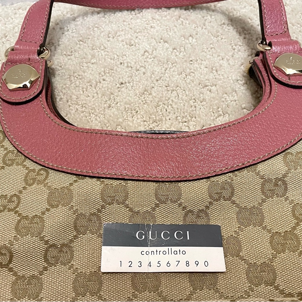 Gucci GG Canvas Medium Hobo Bag in Beige and Pink - Picture 6 of 6